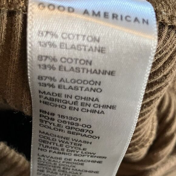 Good American Pants Womens‎ 2 Tan Ribbed Flared Leg Pants Knit Pull On - Picture 9 of 11